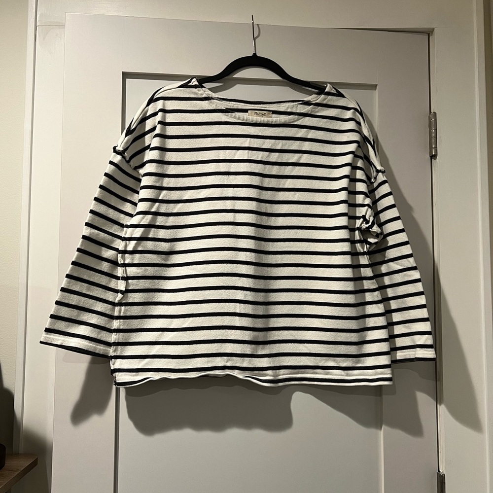Madewell Luxe Longsleeve Boatneck Tee - Size Medium - Casler Stripe
